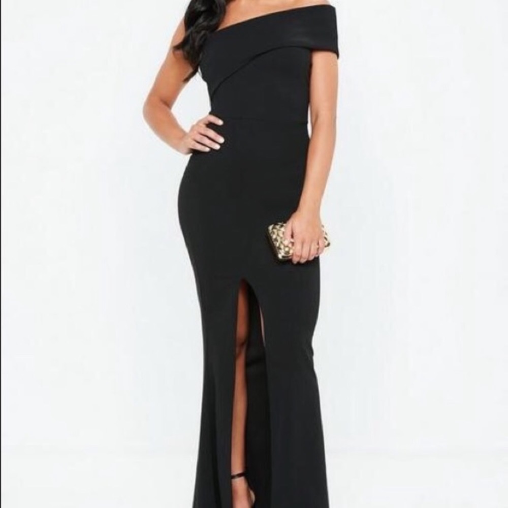 NWT Black Maxi dress with high slit